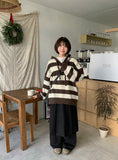 Chocoi banding wool pleated midi skirt