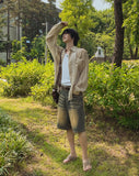 Deuce Cat Washed Bermuda Denim Pants