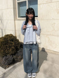 Swan Washing Denim Pocket Wide Pants