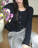 Nib chiffon lace knit cardigan