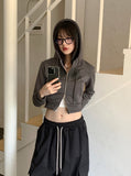 Teener Printed Two-Way Cropped Hood Zip-Up