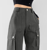 Cut long semi-straight cargo pocket pants