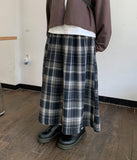 Royzel Ribbon Banding Check Long Skirt