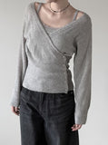 Colin V-neck Wrap Button Wool Knit