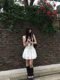 Az Punching Lace Ribbon Sleeveless Bustier Mini One Piece