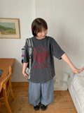 Shordan Summer Stripe Denim Balloon Wide Pants