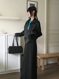 Montney cut boxy leather two-way zip-up jumper