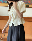 Luare Jacquard Puff Short Sleeve Blouse Jacket