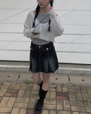 Koku denim pocket pleated skirt