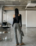 Grayish Washing Bootcut Denim Pants