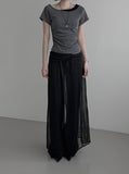 Sheer See-through Layered Long Skirt