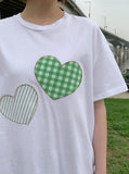 Donteco Heart Check Patch Short Sleeve T-shirt