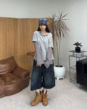 Letty Strap Cargo Bermuda Denim