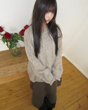 Veda cable round neck over wool knit