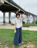 Inne Stripe Banding Wide Linen Pants
