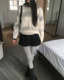 Qwerty Nordic Cable Loose Fit Hood Knit