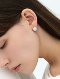 Champagne Full Moon Silver (W) Luna Garden One-Touch Earrings S