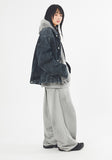 Crack washed over denim jacket