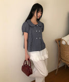 Puren Double-Button Short-Sleeve Blouse
