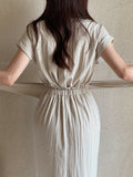 Oe Short Sleeve Shirt Wrap One Piece