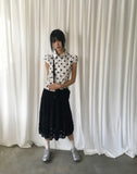 Miring Dot Strap Puff Blouse