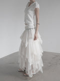 Leaf Jacquard See-through Lace Cardigan