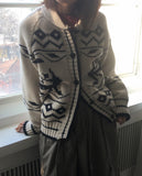 Jeber Deer Nordic Round Collar Knit Cardigan