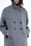 Riven high neck half coat