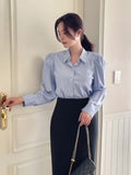Nancy Stripe Puff Shirt Blouse