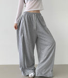 Unique Side Line Folding Pintuck Mega Wide Banding Pants
