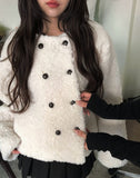 Boker Two Button Fluffy No Collar Fur Jacket