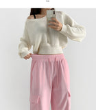 Corduroy Microfiber Velvet Pocket Cargo Long Wide Banding Pants