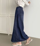 Cooling Summer Loose H-Line Back Banding Long Denim Skirt