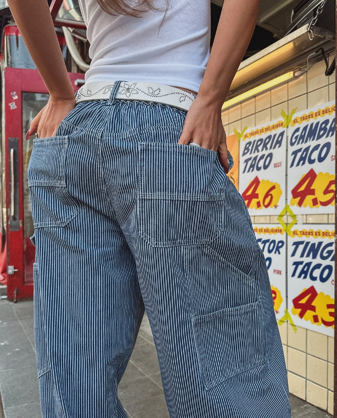 【U LAN】Builder Stripe Carpenter Denim Pants U LAN (ユーラン) - ビルダーストライプカーペンターデニム