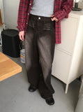 Tessing Catwashing Pocket Denim Long Wide Pants