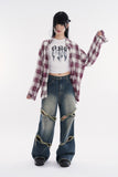 Moss bleach ombre check shirt