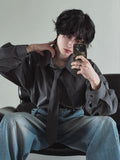 [PREMIUM/MADE] Big collar balloon fade tie shirt