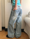 [UNISEX] Rosea Double Pocket Wide Denim Pants