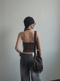 Pigment Snap Ribbed Halter Sleeveless