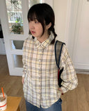 Peoto Check Over Wrinkle Shirt