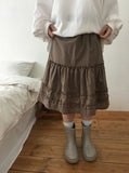 Betel Layered Check Midi Skirt
