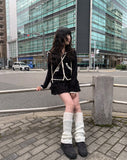 Choni Lace Color Matching Two-Way Knit Hood Zip Up