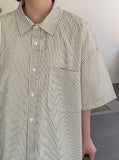 [unisex] Horim Stripe Over Short Sleeve Shirt