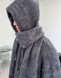 Blanc brush knit hooded zip-up