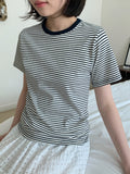 Retiki stripe color matching short sleeve tee