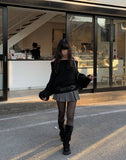 Mike Wool Pleated Mini Skirt Pants