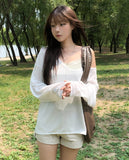 Reason See-through Deep V-Neck Long Sleeve