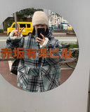 [unisex] Dotum hairy wool check duffel hood coat