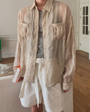 Crinkle Double Pocket Roll-up Check Shirt