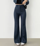 Raw Pocket Two Piece Set-Up Crop Shirt Bootcut Pants Set